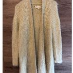 Anthropologie Sweater Sz M LARKIN SHIMMER CARDIGAN Yellow Gold Open SOFT Photo 1