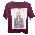 ZARA  Royal Trending graphic illustration maroon relaxed t-shirt size S Photo 0