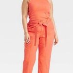 A New Day Women's High-Rise Tapered Ankle Tie-Front Pants - Orange Size 10 Photo 0