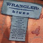 Wrangler Vintage  Blues Womens Horse Button Down Shirt Size large Orange Snap Y2K Photo 3