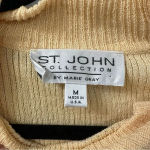 St. John Collection Shirt Yellow Ribbed Shirt Mock Neck Short Sleeve Size Medium Photo 3