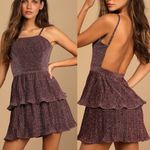 Lulus Lulu’s Sweetest Soiree Black and Pink Metallic Pleated Mini Dress Medium Photo 1