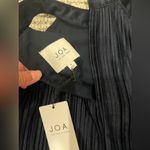 J.O.A. Blue Flare Sleeve Off The Shoulder Velvet Pleated Top Blouse Photo 4