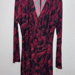 Norma Kamali  New Women Cocktail Red Long Sleeve Stretch Faux Wrap Dress Size XL Photo 7