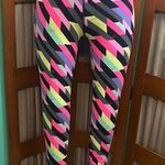 Victoria's Secret  Sport Pink and Yellow Leggings with Geometric Design Photo 0