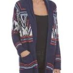 Pink Rose Blue Navajo Open Front Cardigan Sz L Photo 0