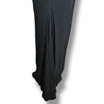 Black Pave Silk Beaded Long Sleeve Maxi Evening Gown Silver Leaf Size 4 Formal Photo 5