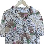Alfred Dunner Womens Sz 18 Top Floral Jaguar Animal Print Button Up Blouse Photo 1
