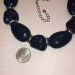 Vintage Navy Blue & Silver Tone Beaded Necklace & Bracelet Set Photo 3