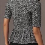 Maeve Anthropologie  Leopard Print Scoop Neck Peplum Top Black White Size Small Photo 2