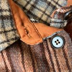 Roolee  Wool Blend Flannel Button Up Plaid Shirt Orange Brown Size Large Photo 4