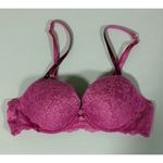 Victoria's Secret Victoria’s Secret Pink Magenta Floral Lace Diamond Straps ‘Dream Angels’ Push-Up Bra Bralette Lingerie Size 34B 💕 Photo 1