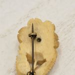 Vintage Bakelite Carved Rose Pin 1" Yellow Flower Palm Coat Lapel Scarf Brooch Gold Photo 7