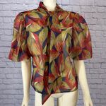 CQ by CQ  Multicolored top with big Puff sleevse size large Photo 3