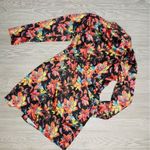 ASOS dusty Daze mini dress with high collar and clasps in dark floral print long Photo 3