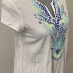 Lilly Pulitzer  Sea Ave Resort White Blue Embroidered Top XXS V Neck Top RARE HTF Photo 5