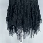 Simon Chang Black Lace Asymmetrical Ruffle Midi Skirt Size 4 Photo 4
