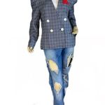 VINTAGE 1990'S KASPER ASL BLUE & WHITE BLAZER W/DETACHABLE DICKIE (12) Photo 0