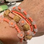 Bracelets 7 handmade beaded stretchy stackable bracelets creamy orange gold Photo 3