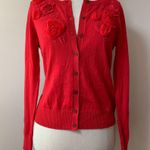 Banana Republic Red Flower Bead Cardigan Photo 1