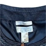 Christopher & Banks  Stretch Open Front Blue Denim Braided Metallic Trim Jacket M Photo 3