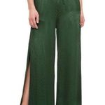 ONIA NEW Size M Chloe Wide Leg Pants Silky Chevron Moss Green Cover Up Side Slit Photo 0