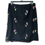 Alberto Makali VTG  Skirt 10 Dark Floral Embroidered Midi Lace Trim Zip Up Photo 0