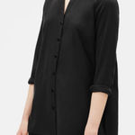 Eileen Fisher Sandwash Tencel Stand Collard Shirt in Black Size Small Photo 0