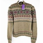 Ralph Lauren Intarsia-Knit Mockneck Sweater Wool Cashmere Hand Knit Sweater L Photo 2