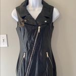 Fiorucci  Chic Black Faux Leather Sleeveless Moto Dress with Zipper size 6 NWT Photo 1