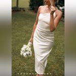 Petal and Pup  NWOT‎ Luella Satin Pearl White One Shoulder Dress 10 M Photo 9
