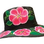 HAT MEXICAN Artisanal Hand Painted Fedora Floral Sombrero Panama Bohemian Black Photo 6