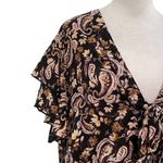 Free People Flutter Ruffle Sleeve Paisley Floral Bodysuit Top size Large Photo 3