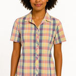 Vintage 80s colorful plaid top Size M Photo 0