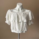 Free People | That Girl White Eyelet Lace Off Shoulder Crop Top Sz M Photo 1