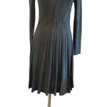 Connected Apparel Knit Pleated Sweater Dress In Grey Photo 3