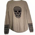 Skull Cashmere Sweater Tan Checkerboard Print S Photo 0