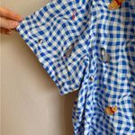 Disney  Winnie the Pooh Bear Blue White Gingham Plaid Button Down Blouse Women 2X Photo 2