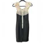 Rebecca Taylor  Gray Cream Wool Silk Combo Sheath‎ Dress Sweetheart Front Size 0 Photo 2