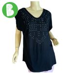 Apt. 9  BLACK JERSEY KNIT TUNIC WITH SILVER STUDDED DETAILS NWT (0X) Photo 0