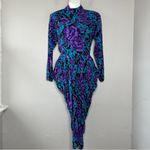 Vintage Black Blue Purple Floral Garden Rose Ruched Dress Size undefined Photo 3