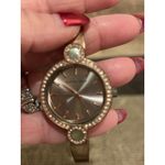 Geoffrey Beene  Crystal Rose Gold Silver Tone Women's Watch Working Photo 1