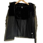 ZARA Longline Puffer Coat Green Faux Fur Removable Hood Small Down Feather Fill Photo 4