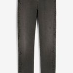 EXPRESS Super High Waisted Black Tonal Snakeskin Print Slim Ankle Jeans Sz 0 New Photo 1
