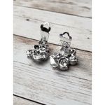 Vintage Clip On Earrings Silver Tone Bunch of Grapes Statement Earrings Photo 3