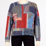Zara Trafaluc TopWomens Patchwork Knit Long Sleeve Top Multicolor Boho Size S Red Photo 0