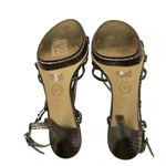 Michael Kors Women's Silver Wedge Sandals Size 8 Snake Print Party Shoes Photo 2