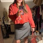 EUC Women’s Charlotte Avery Red Cropped Waffle Knit Button Down Top Size L Size L Photo 4