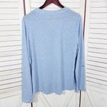 Heathered V Neck Roll Tab Long Sleeve Henley T Shirt Blue Large Photo 8