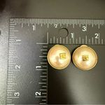 Givenchy Rare Vintage G Logo Gold-tone Faux Pearl Dome Button Clip On Earrings Photo 7